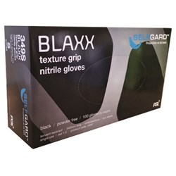 POMONA SELFGARD 240MM NITRILE BLACK TEXT GRIP P/F GLOVES L 100/BOX