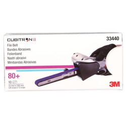 3M 33440 786F CUBITRON II FILE BELT 80G 10MM X 330MM BOX/10