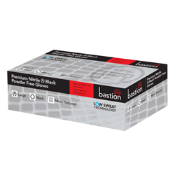 NON-D BASTION PREMIUM BLACK NITRILE P/F GLOVES L BOX/100