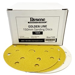 NON-D GOLD 150MM DISCS 15 HOLE P180 BOX/100